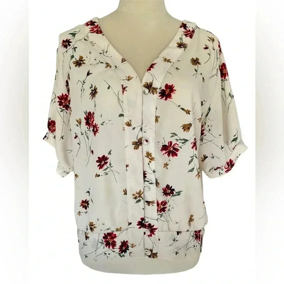 Sienna Sky Women Floral Blouse Short Ballon Sleeve Size‎ M - Picture 1 of 7